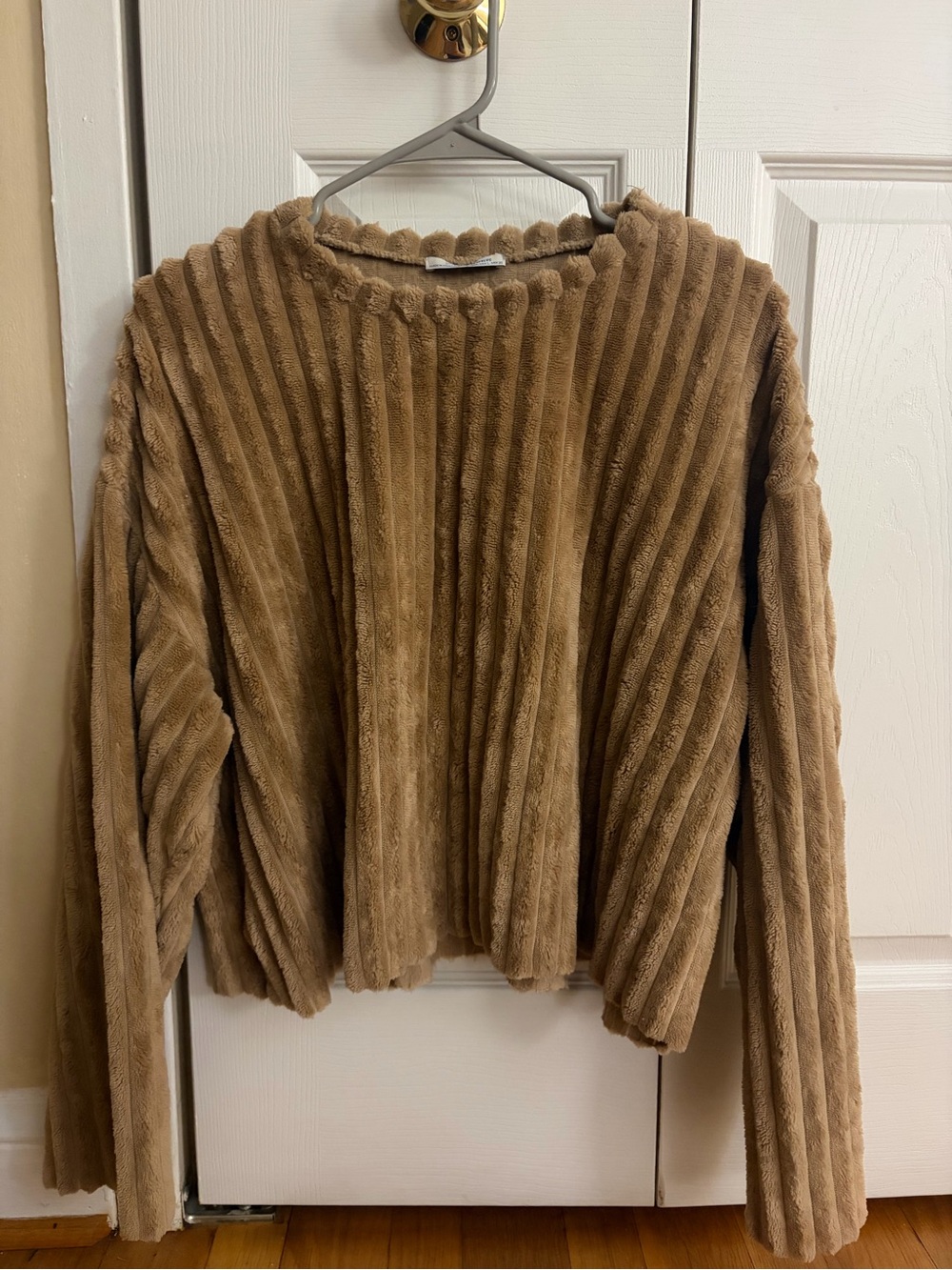 Zara Cozy Ribbed Faux-Fur Sweater - Tan